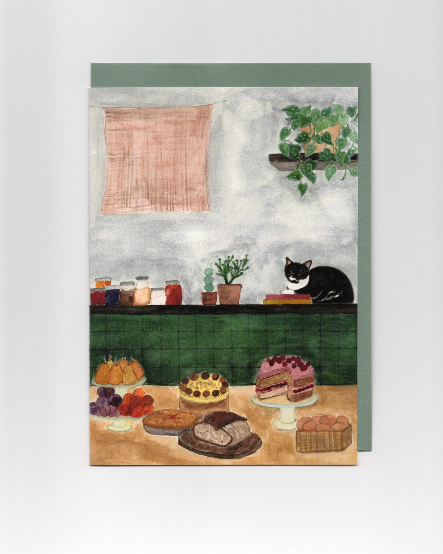 Cat and Cakes Greeting Card