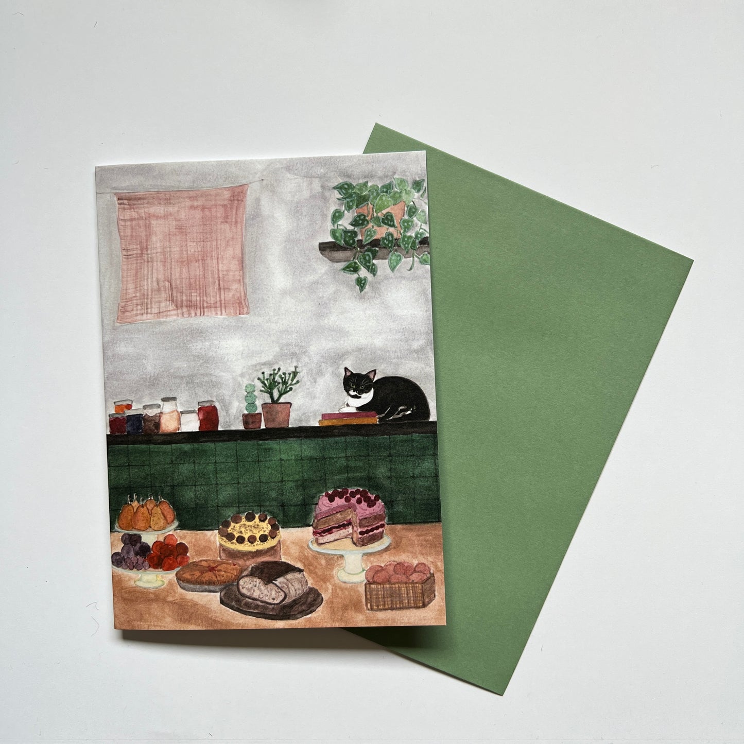 Cat and Cakes Greeting Card