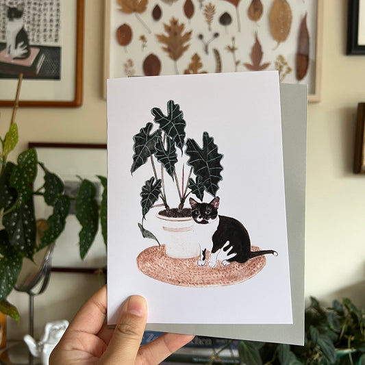 Cat and Plant Greeting Card