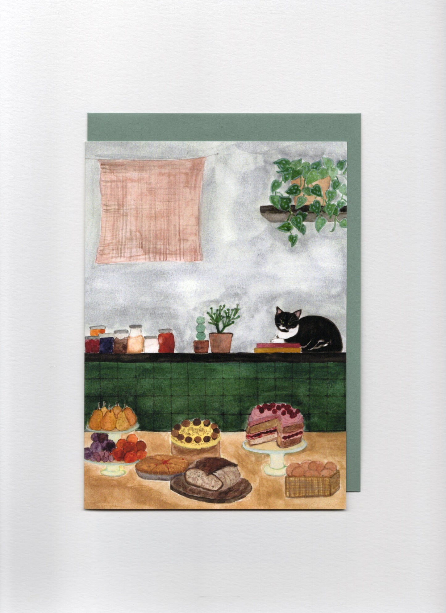 Cat and Cakes Greeting Card