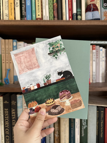 Cat and Cakes Greeting Card