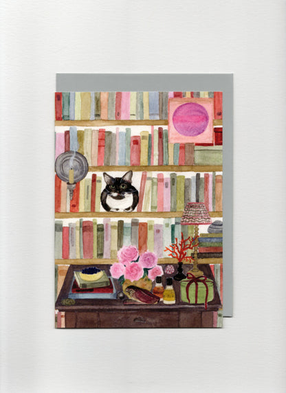 Library Cat Greeting Card