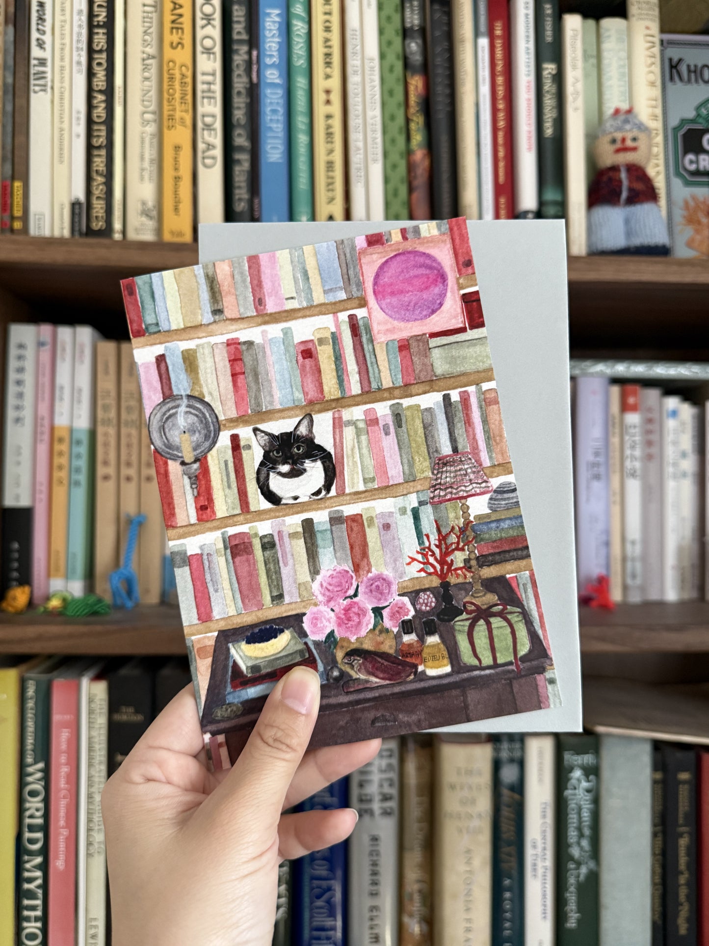 Library Cat Greeting Card