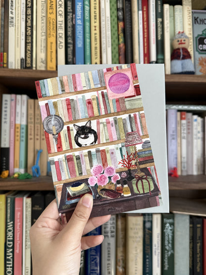 Library Cat Greeting Card
