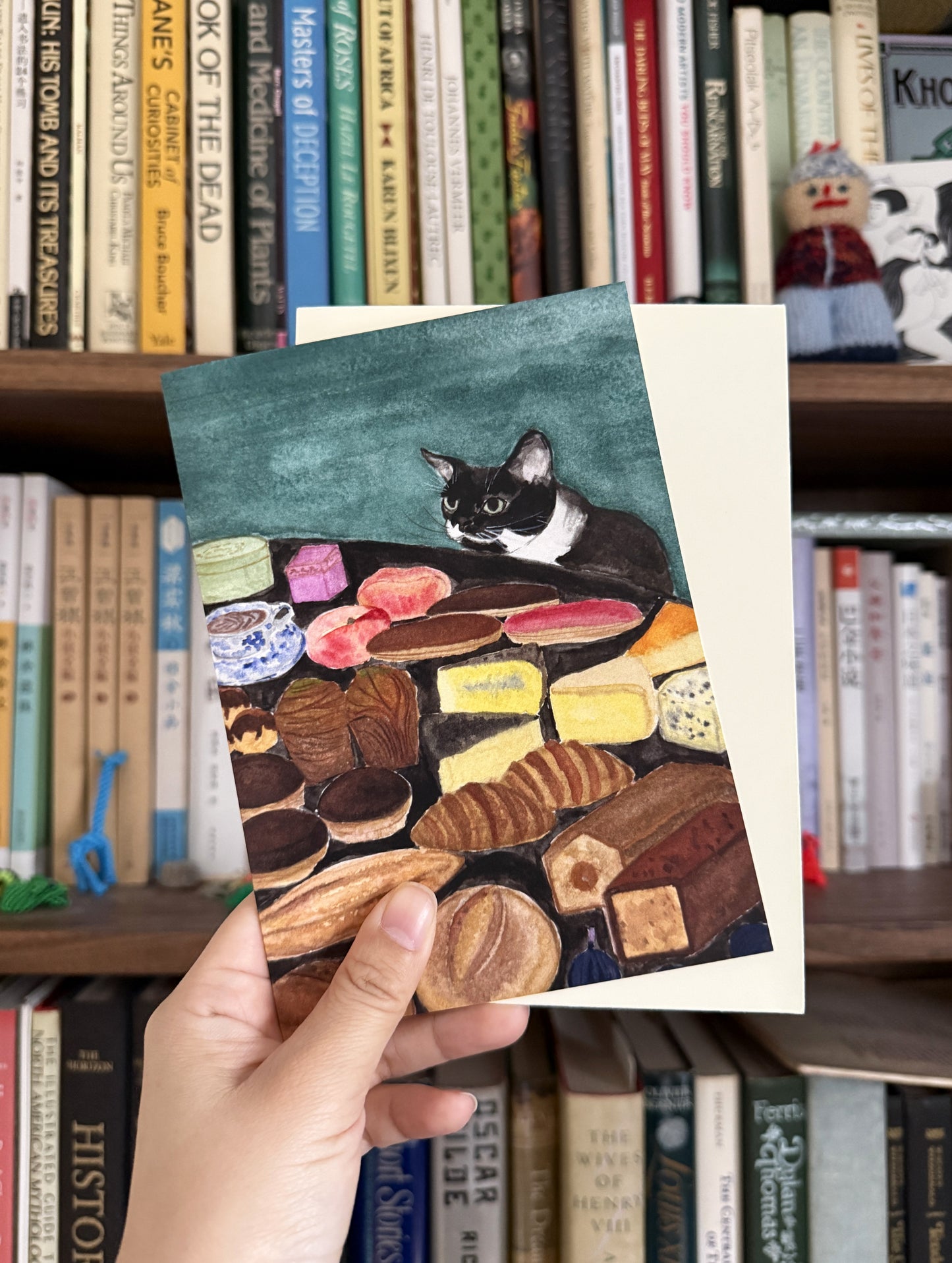 Cat and Table of Food Greeting Card