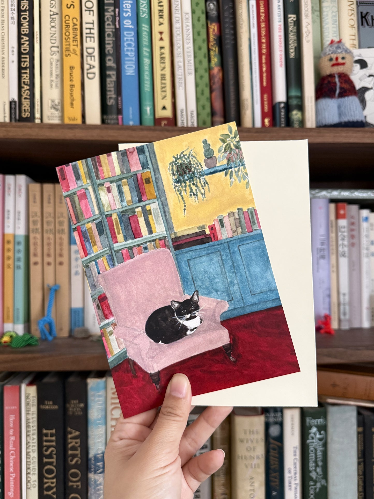 Cat on Arm Chair Greeting Card