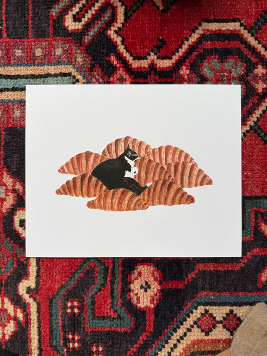 Sweet Dreams-Cat on Croissants Print