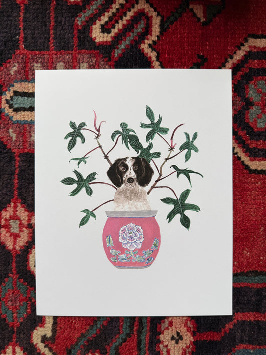 Dog in a Ceramic Pot Print