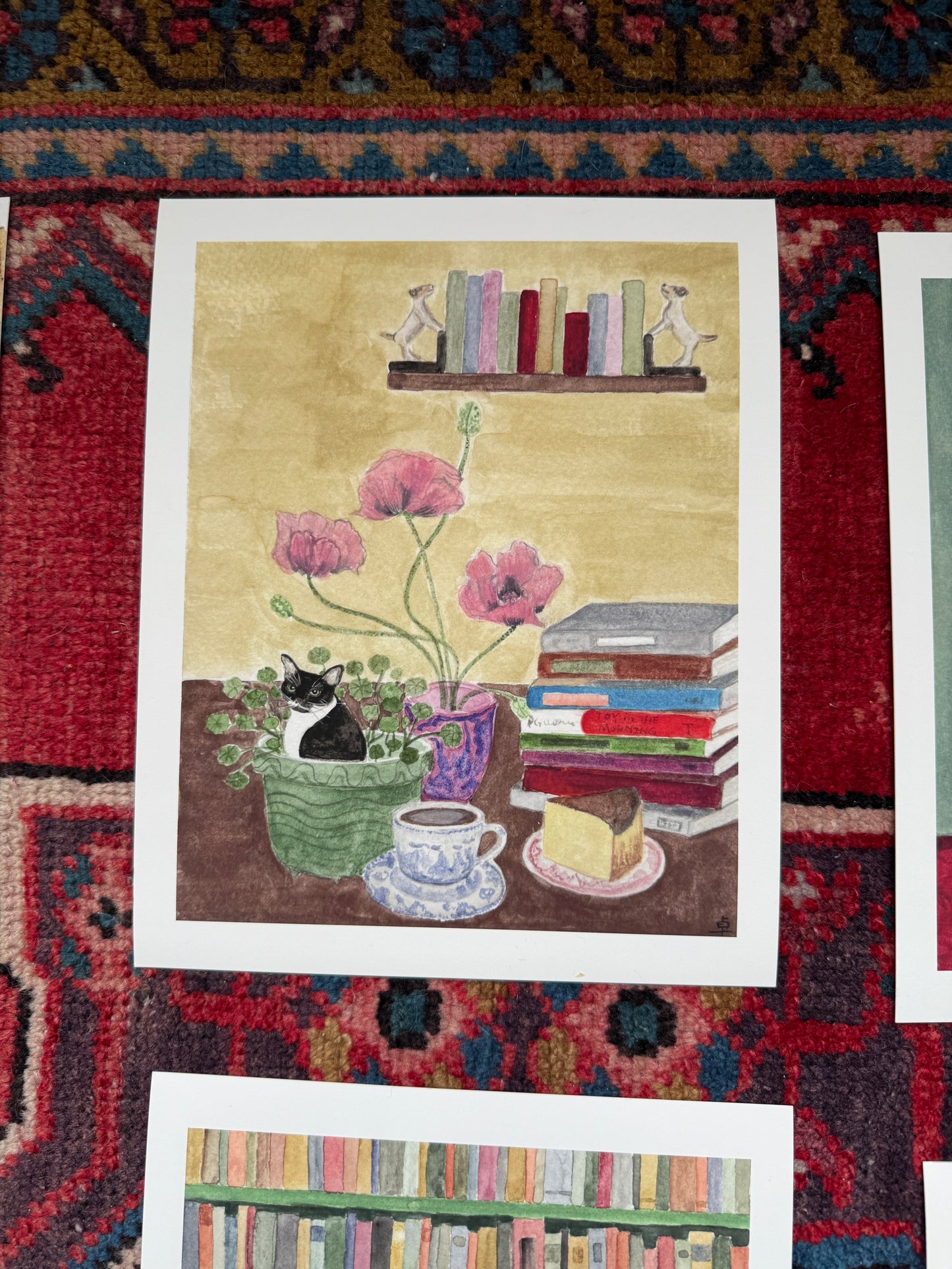 Cat and Books Print