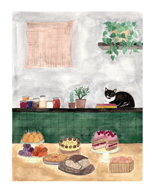 Cat and Cakes Print