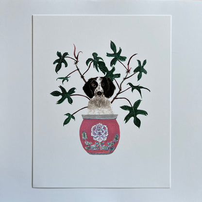 Dog in a Ceramic Pot Print